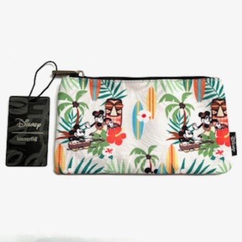 Disney Mickey & Minnie Mouse Tropical Theme Pouch by Loungefly ( New )